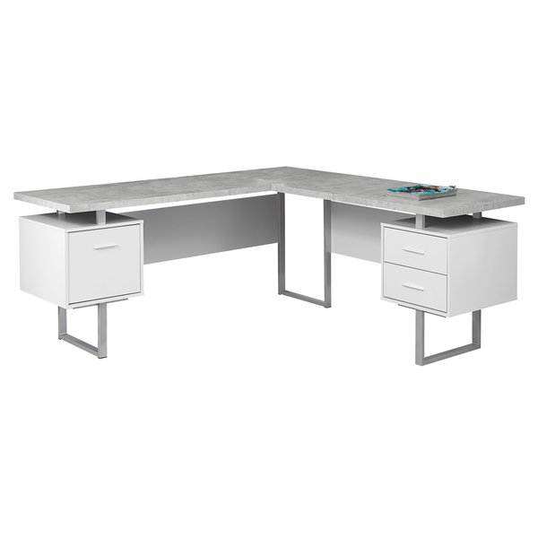 Monarch Specialties Computer Desk, Home Office, Corner, Storage Drawers, 70"L, L Shape, Work, Laptop, Metal, Grey I 7307